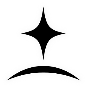 Galactic Experiences logo featuring a minimalist black four-pointed star shining above a curved planetary horizon